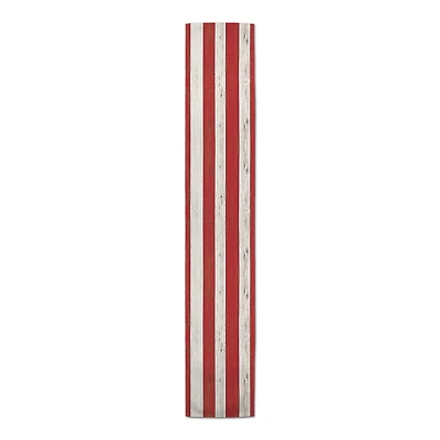 Red & White Stripes With Distressing Indoor/Outdoor Table Runner