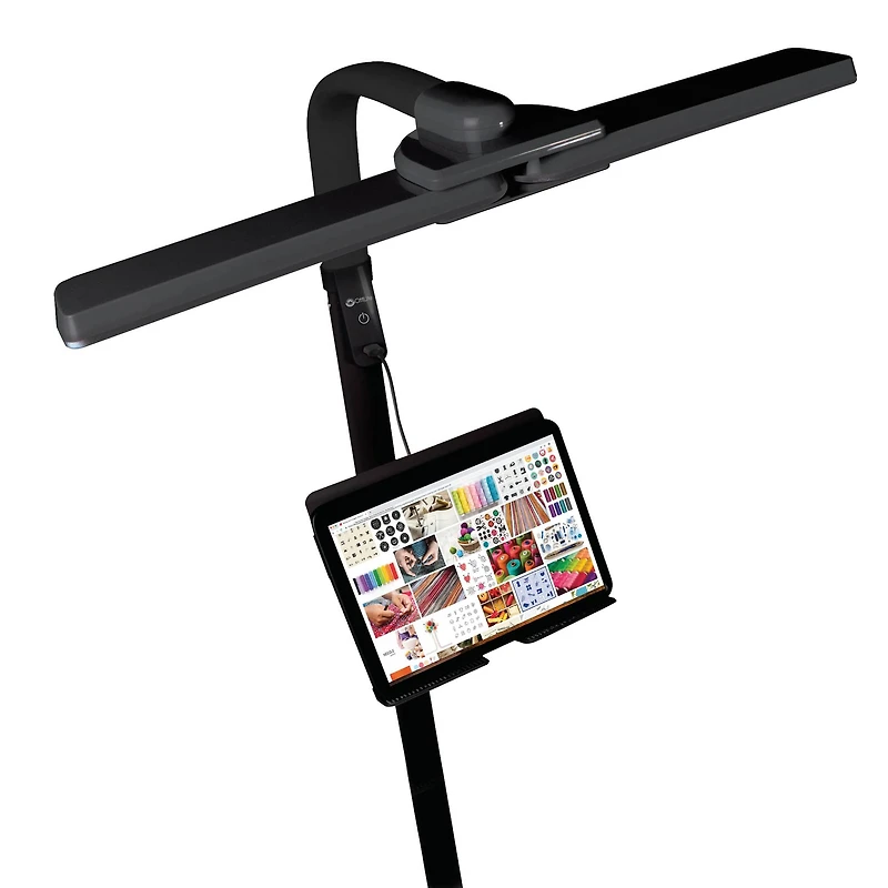 OttLite Black Dual Shade LED Floor Lamp with USB Charging Station