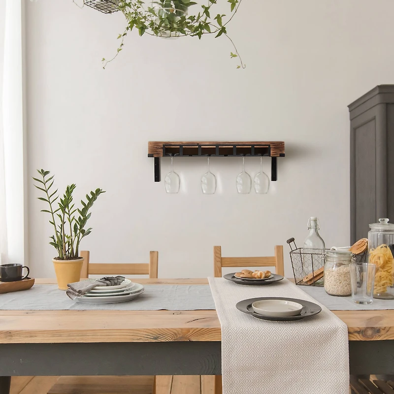 Rustic Wooden Stemware Organization & Display Rack