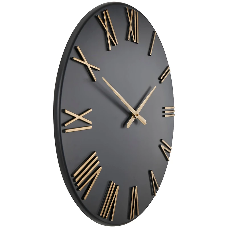 31" Modern Black & Gold Metal Wall Clock