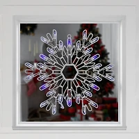 16" LED Lighted Pure White & Blue Snowflake Christmas Window Silhouette Décor