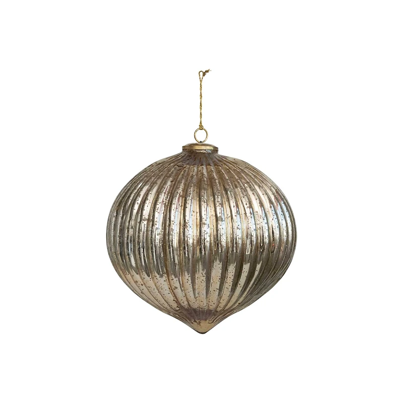 Hello Honey® 12" Gold Finish Pleated Mercury Glass Ornament