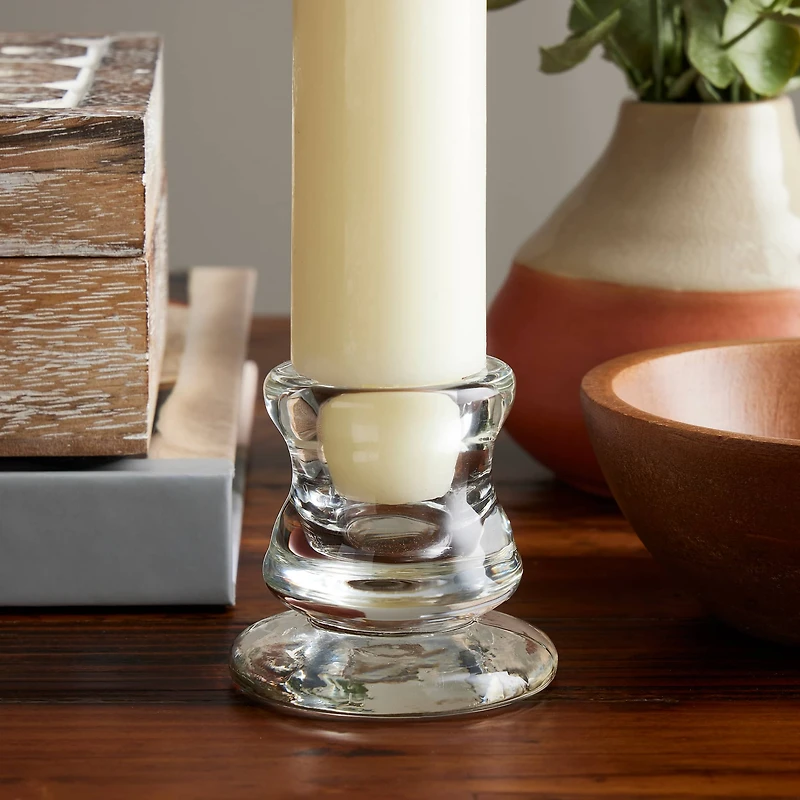 12 Pack: 2.25" Chunky Glass Taper Candle Holder by Ashland®