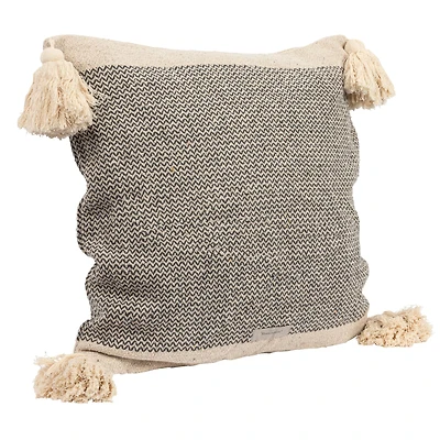 Hello Honey® Gray & Cream Throw Pillow with Corner Tassels