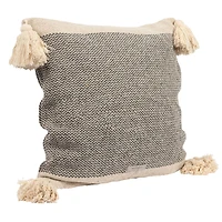 Hello Honey® Gray & Cream Throw Pillow with Corner Tassels