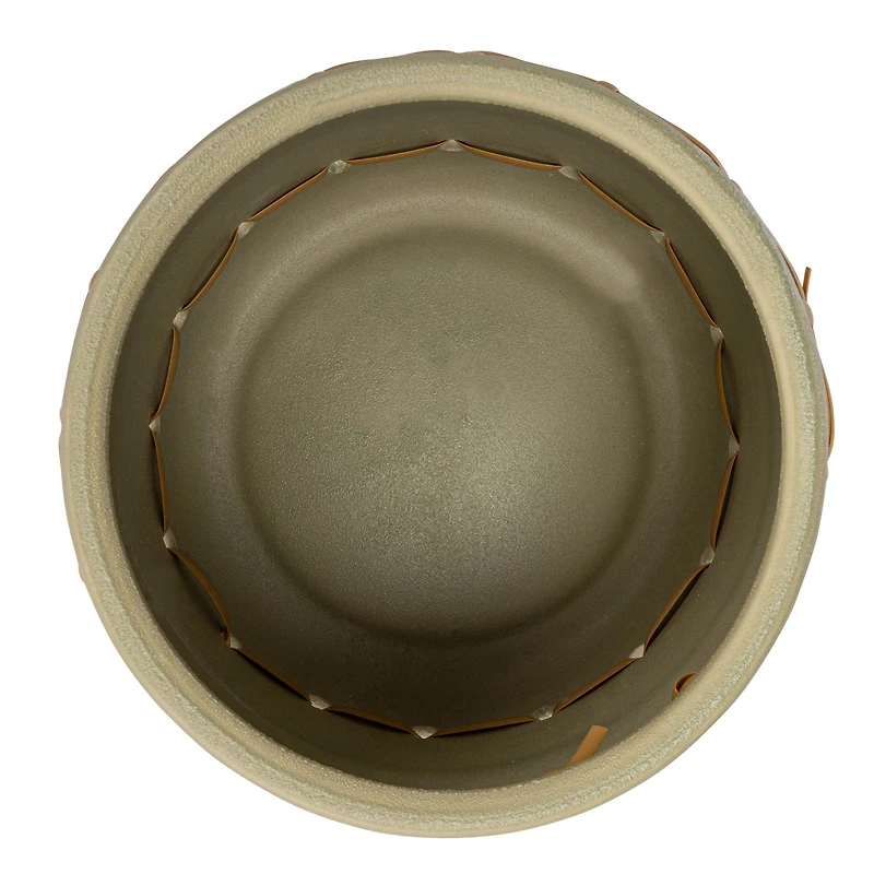 Hello Honey® 9" Green Stoneware Planter with Woven Design