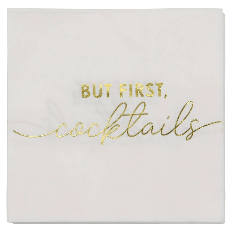 Gold & White But First Cocktails Beverage Napkins, 20ct. by Celebrate It™