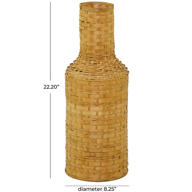 Brown Bamboo Tall Woven Floor Vase