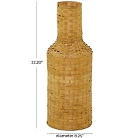 Brown Bamboo Tall Woven Floor Vase