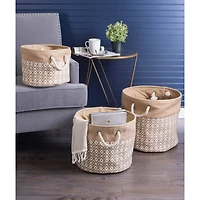 DII® 12" Brown Ikat Round Burlap Bin