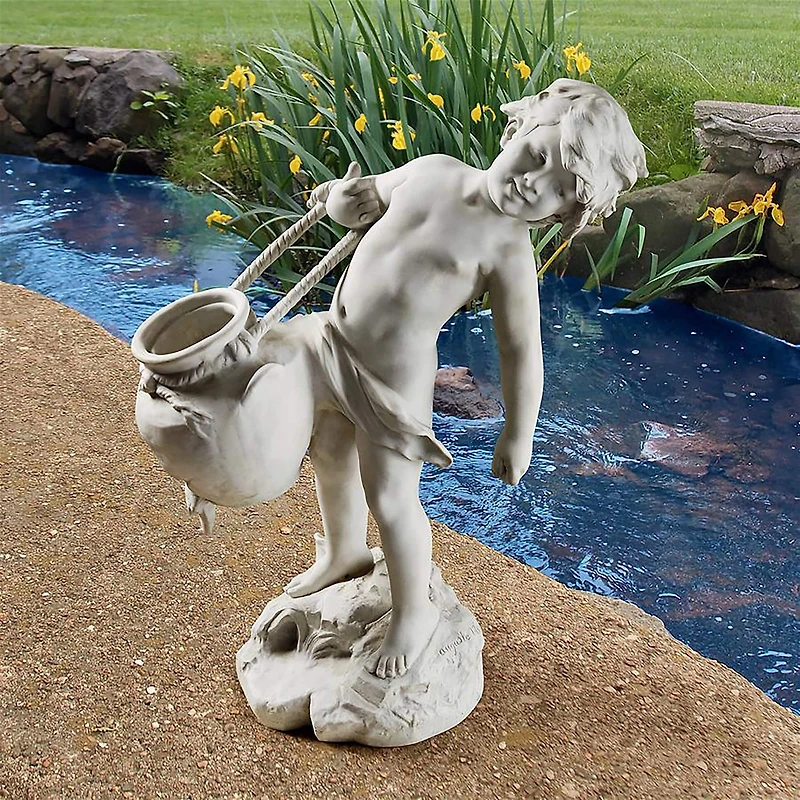Design Toscano 22" Young Child Urn Carrier Garden Statue