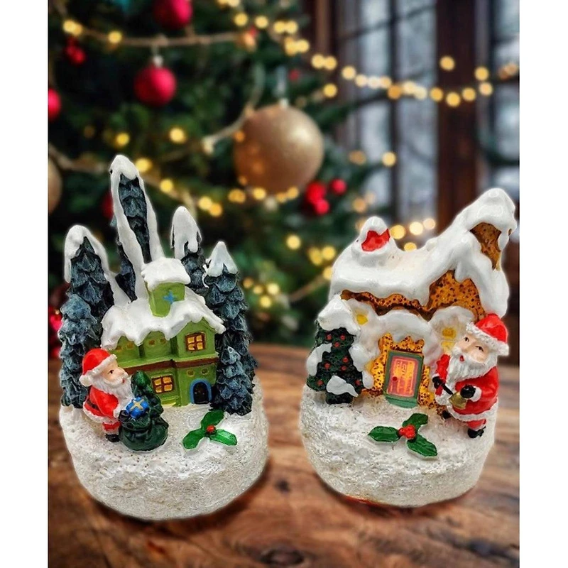 Wizardi 2.95" Christmas Festive Village House with Snowman