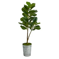 4ft. Fiddle Leaf Fig Tree in Metal Planter