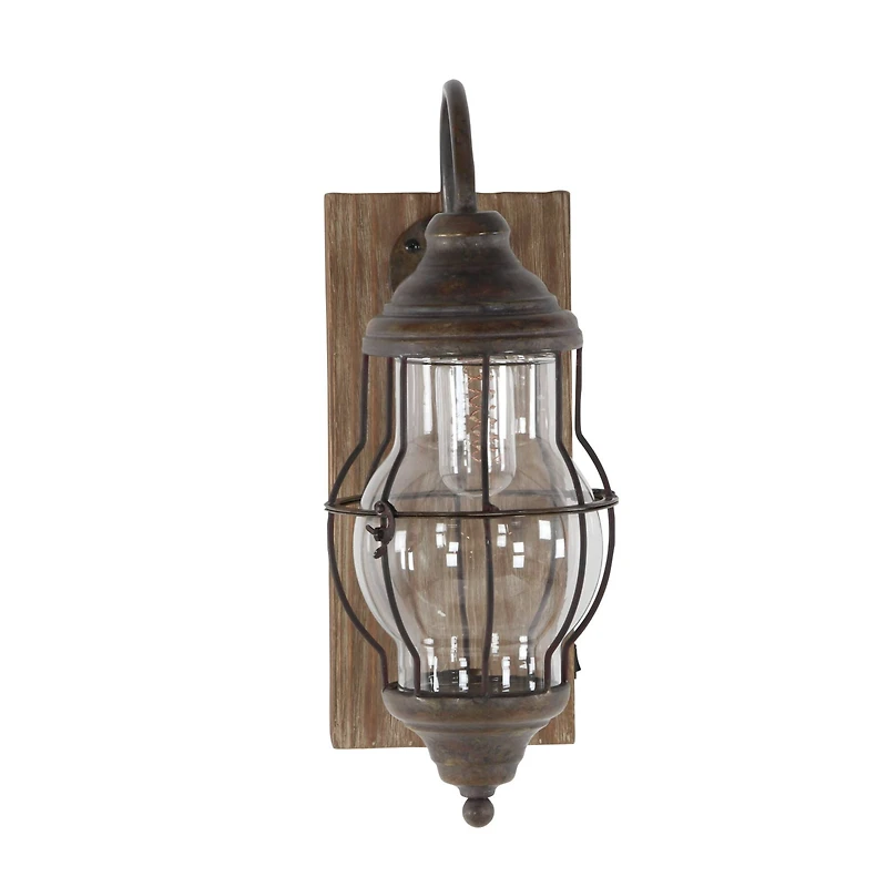 17" Brown Iron Industrial LED Wall Sconce