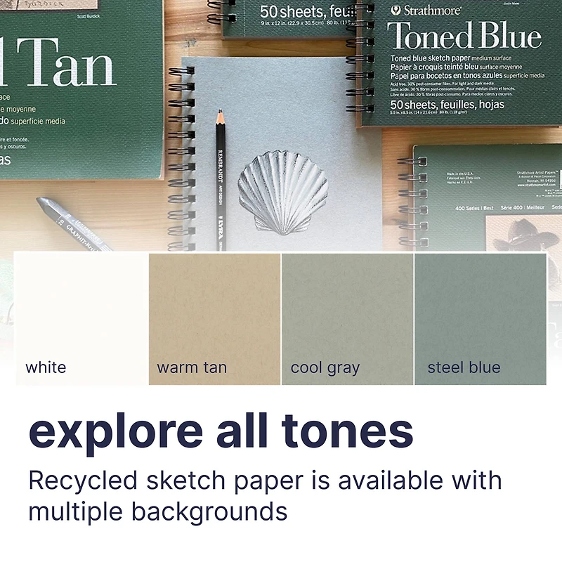 Strathmore Toned Sketch Paper Pad, 400 Series, 50 Sheets, 9" x 12