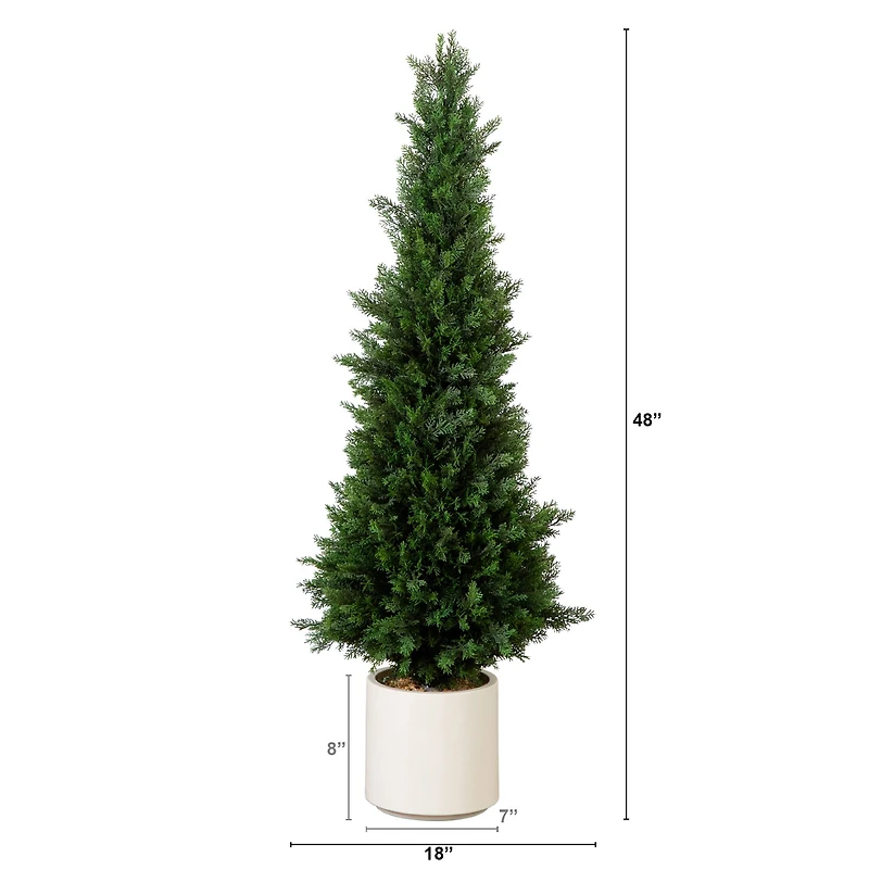 4ft. UV-Resistant Cedar Tree in White Planter