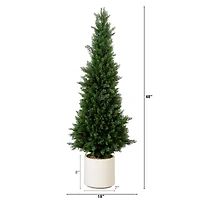 4ft. UV-Resistant Cedar Tree in White Planter