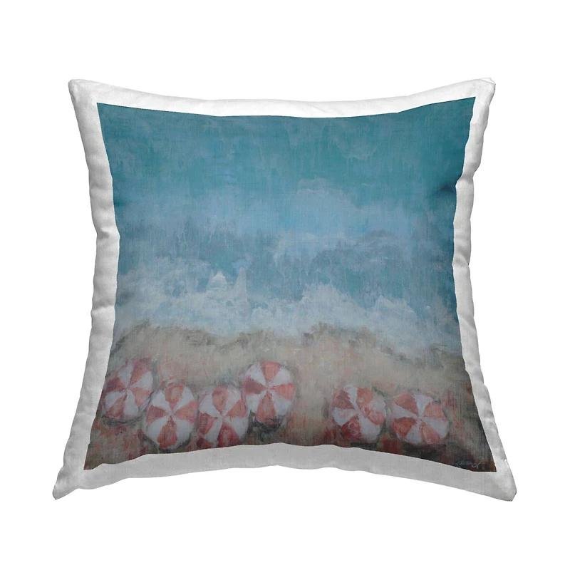 Stupell Industries Abstract Ocean Shore Beach Umbrella Coast Throw Pillow 18" x 18"