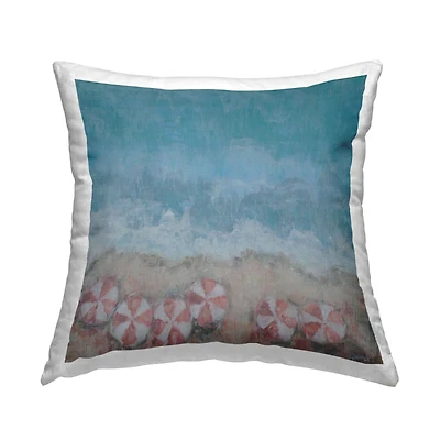 Stupell Industries Abstract Ocean Shore Beach Umbrella Coast Throw Pillow 18" x 18"