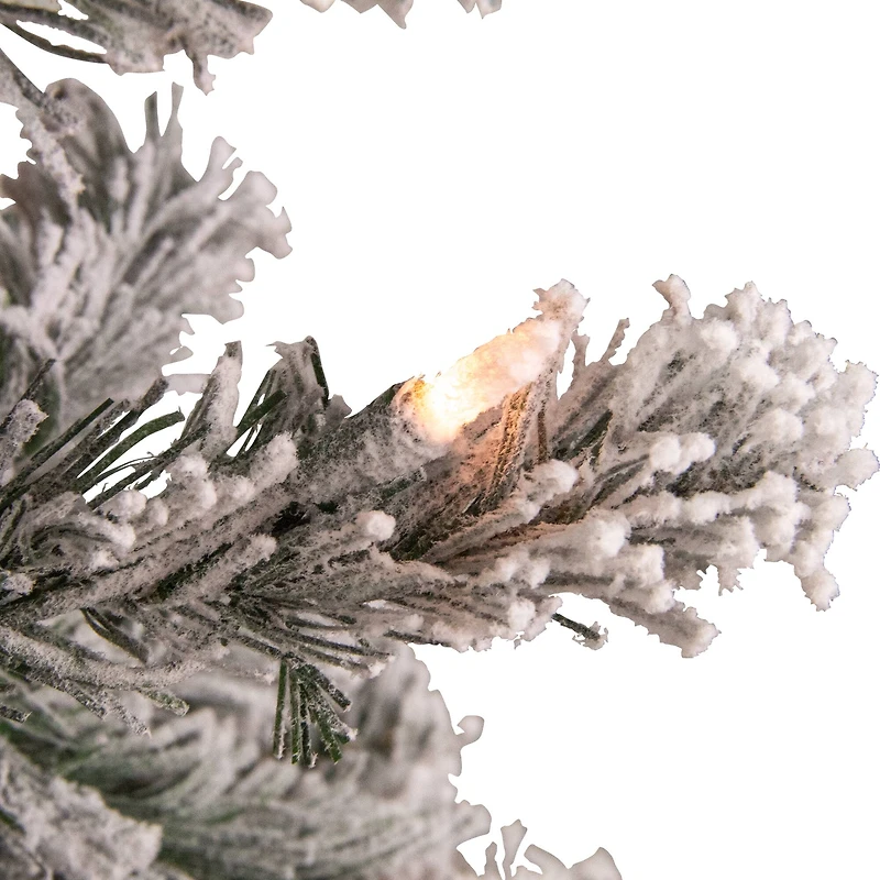 4.5ft. Pre-Lit Flocked Madison Pine Artificial Christmas Tree, Clear Lights