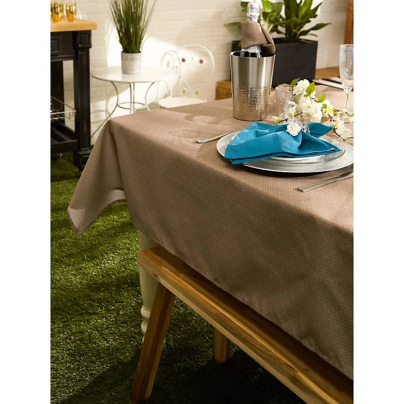 Stone Tonal Lattice Print Outdoor Tablecloth 60" Round