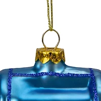 4.5" Shiny Blue Glittered Express Mail USPS Mailbox Glass Christmas Ornament