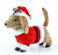 9.5" Brown Dog in Santa Sweater & Hat Natural Décor by Ashland®