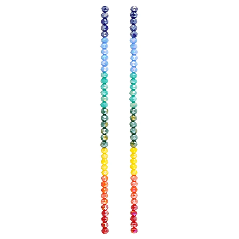 Rainbow AB Faceted Glass Rondelle Beads, 6mm by Bead Landing™