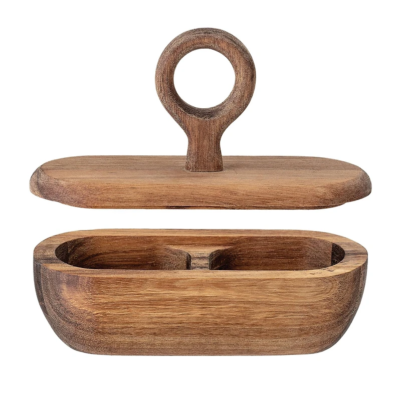 Hello Honey® 5" Acacia Wood Divided Container with Lid
