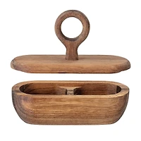 Hello Honey® 5" Acacia Wood Divided Container with Lid