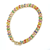 7.5" Rainbow & Gold Enamel Curb Charm Bracelet by Bead Landing™