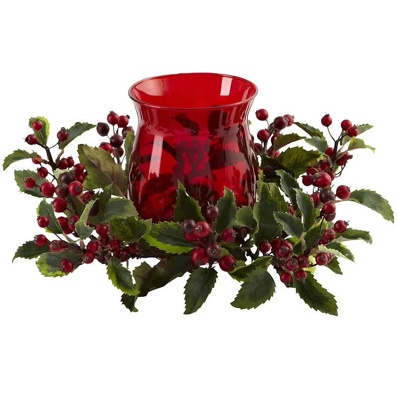 6.5" Red Holly Berry Candelabrum