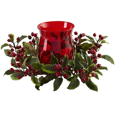 6.5" Red Holly Berry Candelabrum