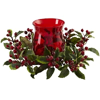 6.5" Red Holly Berry Candelabrum