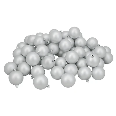 60ct Matte Silver Splendor Shatterproof Ball Ornaments