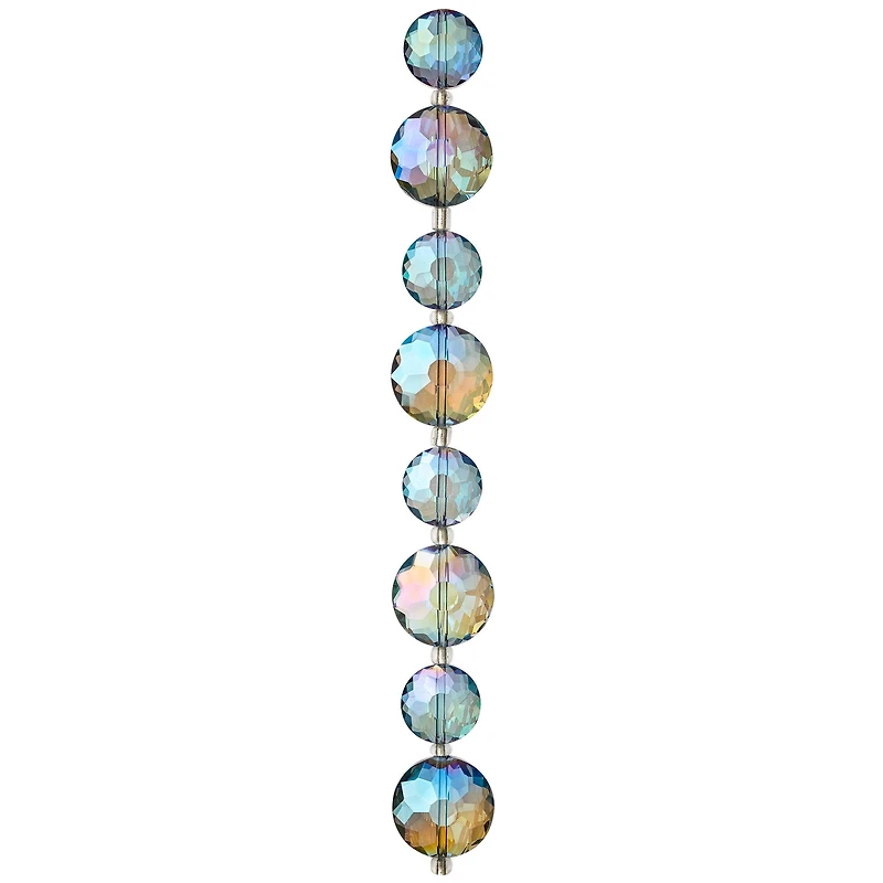 12 Pack: Iridescent Blue Large Glass Lentil Beads, 18mm by Bead Landing™