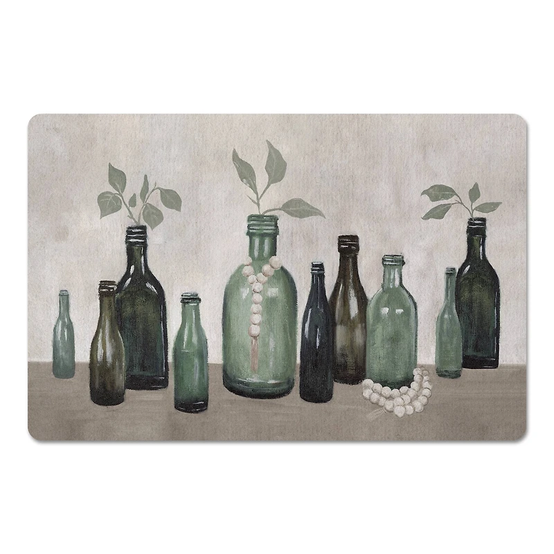 Sage Glass Bottles 27" x 18" Floor Mat