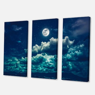 Designart - Full Moon In Cloudy Night Sky II