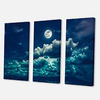 Designart - Full Moon In Cloudy Night Sky II