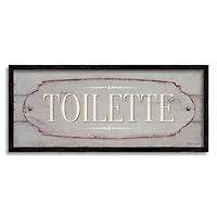 Stupell Industries Rustic Toilette Sign French Farmhouse Traditional Grain Pattern Framed Wall Art