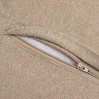 Hello Honey® 18" Beige Stonewashed Woven Cotton Slub Pillow with Pom Pom Trim & Fringe