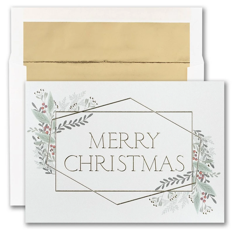 JAM Paper 5.625" x 7.875" Christmas Greenery Card Set, 25ct.
