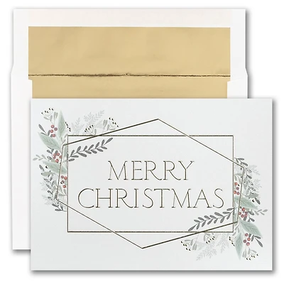 JAM Paper 5.625" x 7.875" Christmas Greenery Card Set, 25ct.