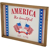 15.75" America the Beautiful Patriotic Framed Wall Sign