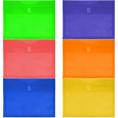 JAM Paper 9.75" x 13" Assorted Plastic Hook & Loop Closure Booklet Envelopes, 12ct.