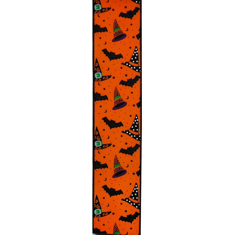 2.5" x 20ft. Bat & Witch Hat Wired Tafetta Ribbon by Celebrate It® Halloween