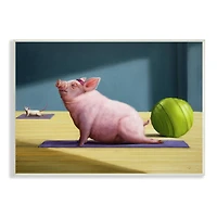 Stupell Industries Pink Pig Doing Yoga Upward Facing Hog Wall Plaque