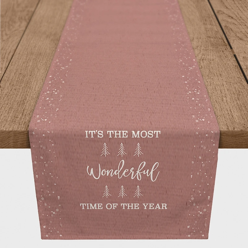 It's the Most Wonderful Time of the Year Red 16" x 90" Cotton Twill Runner