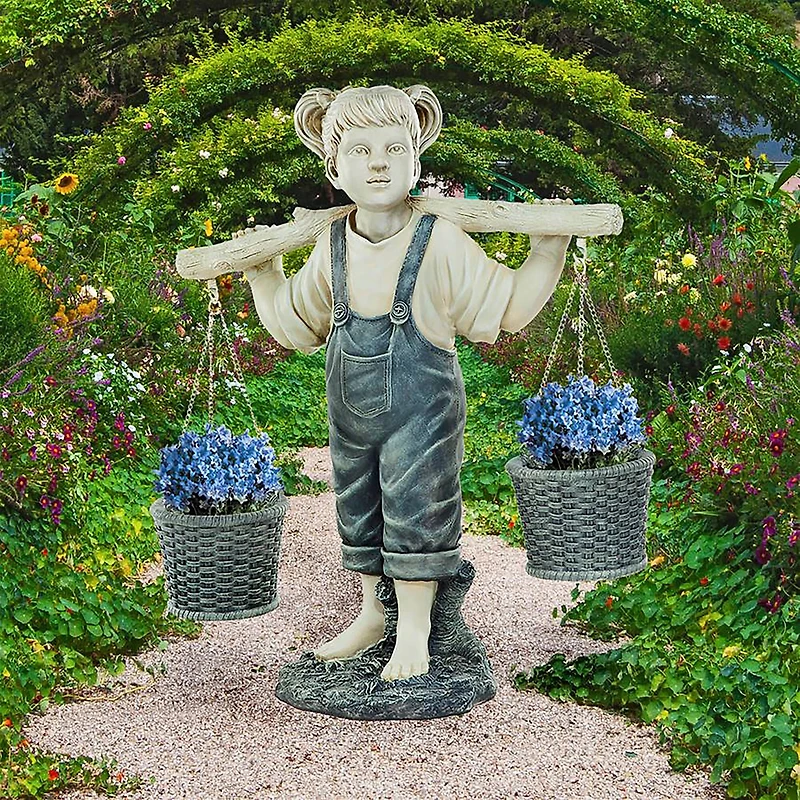 Design Toscano® 2.5ft. Large Flowers for Felicity Little Girl Garden Statue