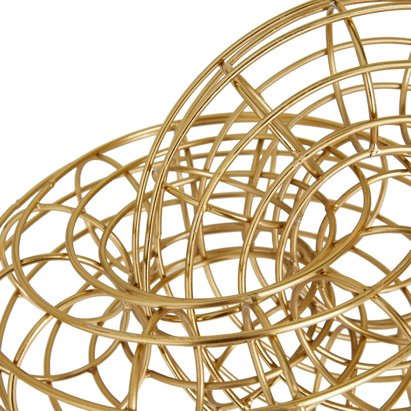 Set of 2 Gold Metal Contemporary Sculpture, 7" x 12" x 8"